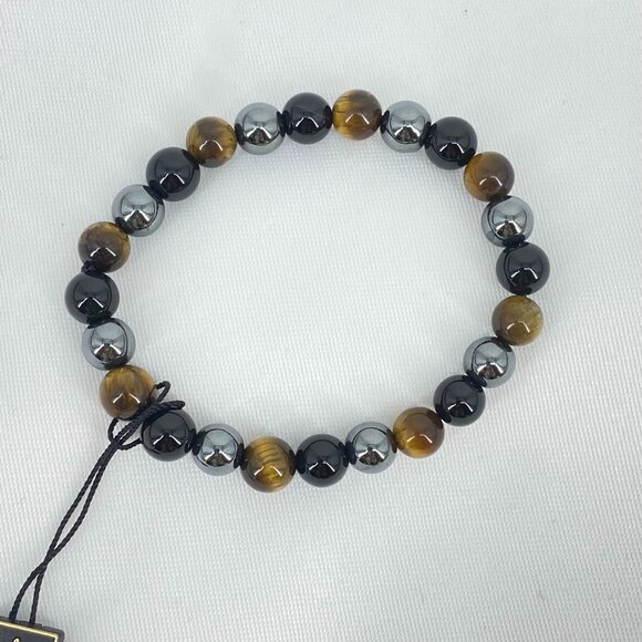 FAC Tiger's Eye Black Onyx & Hematite Gem Bracelet NWT - Picture 1 of 5